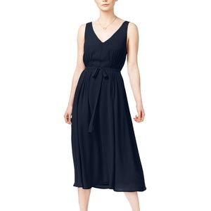 Maison Jules Womens Belted Fit & Flare Dress Singapore Blue Notte New with Tags